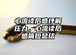 心流读后感纾解压力，心流读后感简短总结